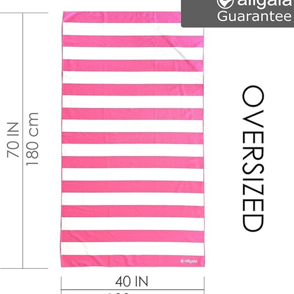 Oversize 40x70 Inch (1x1.8M) Cabana Stripe Design Microfiber Beach Towel - Picture 2 of 6